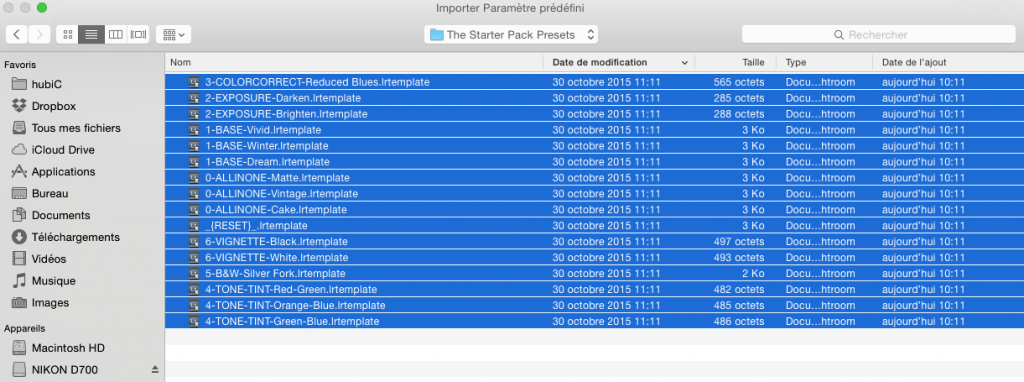 3 - Photopassion - Importer preset