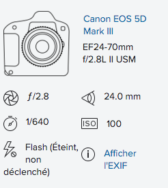 Photopassion - données Exif Flickr