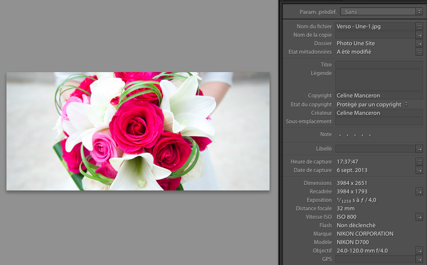 Photopassion - données exif Lightroom